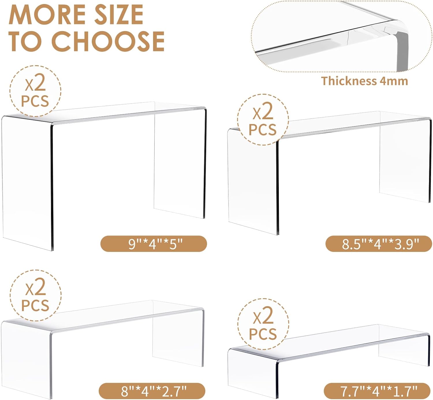Anglelife 8 Piece Display Riser Set for Collectibles