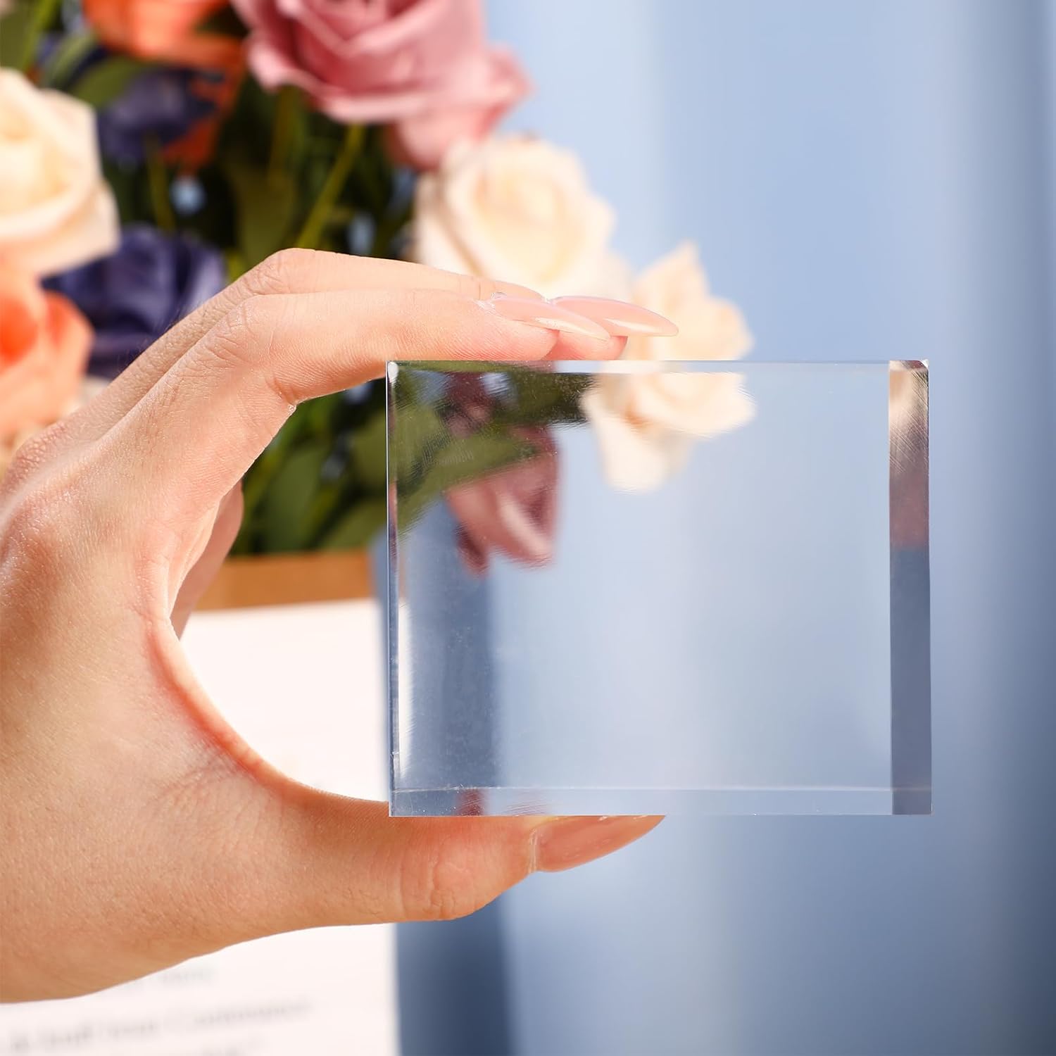 Geelin 6 Pcs Acrylic Display Blocks Clear Cubes for Jewelry Perfume Collection