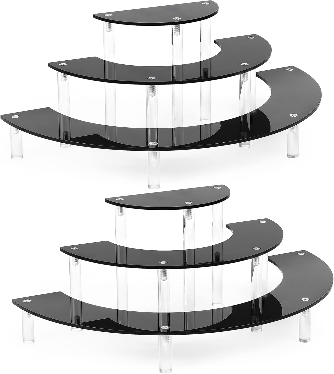 3 Tier Black Acrylic Display Stand for Pop Figures and Desserts