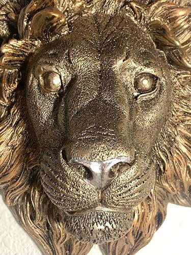 Decorative Lion Head Wall Sculpture Bronze Finish