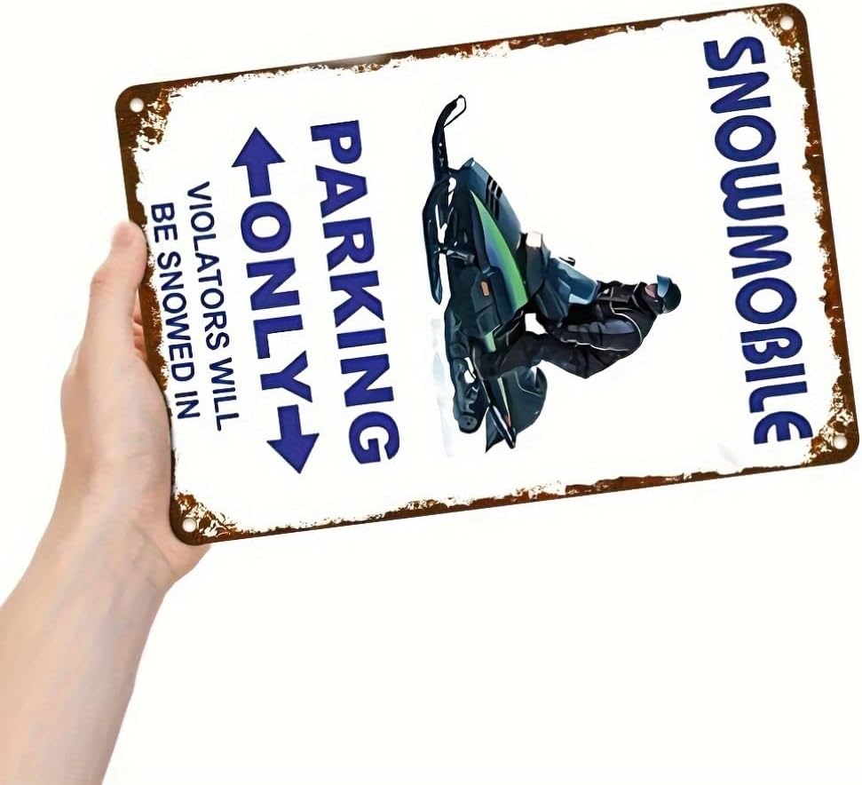 Snowmobile Parking Only Decorative Sign 12x8 Inch