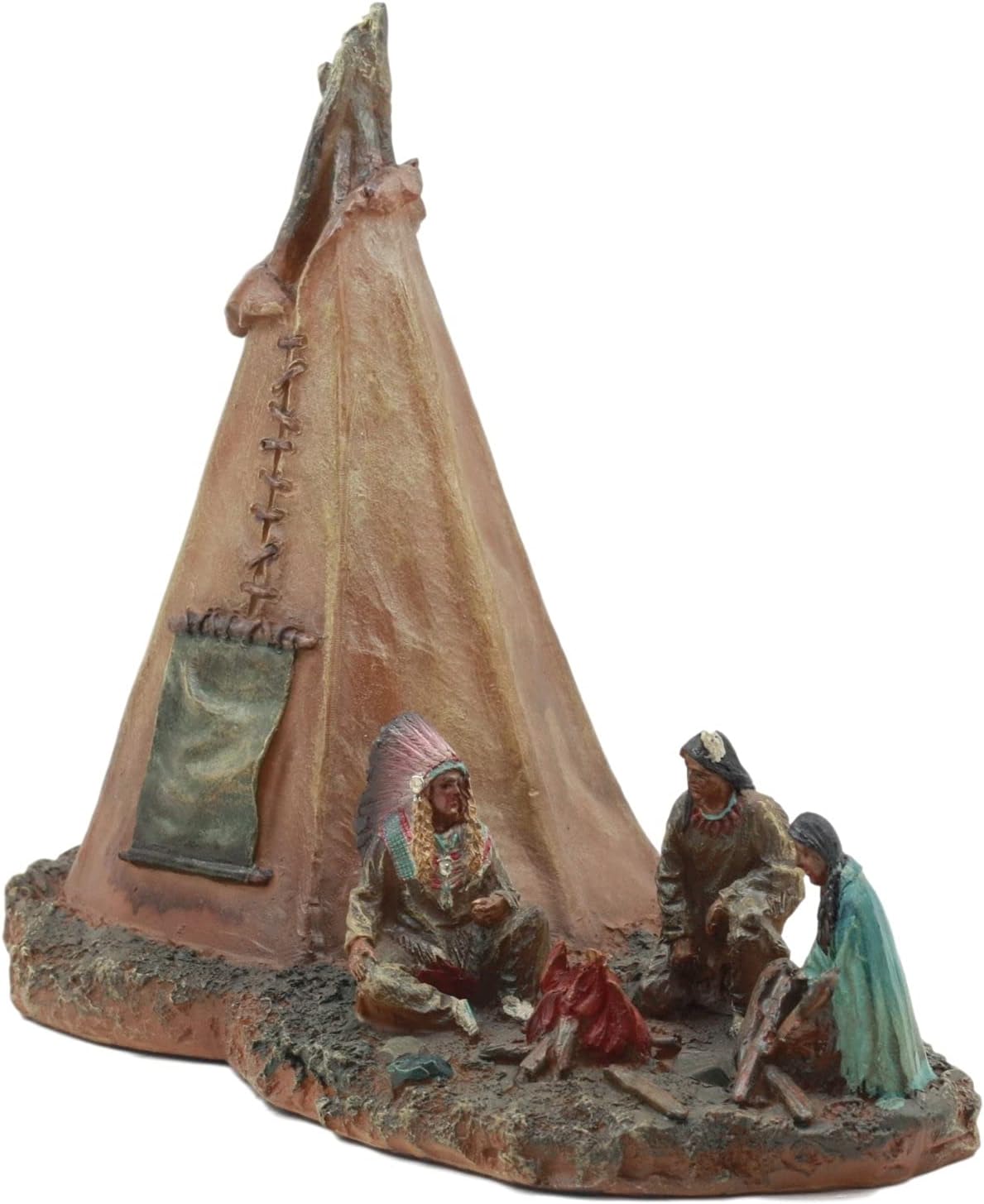 Ebros Gift Tribal Chief Fire Building LED Tipi Statue