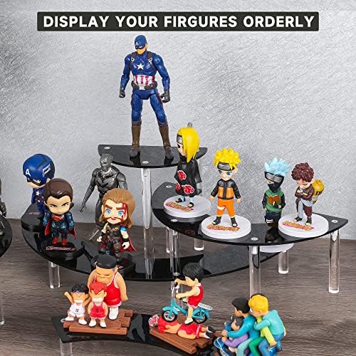 3 Tier Black Acrylic Display Stand for Pop Figures and Desserts