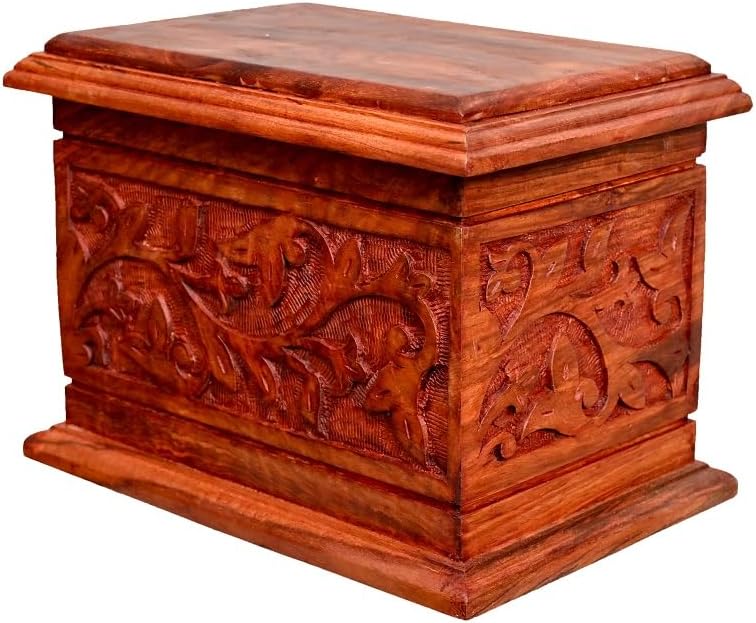Handcarved Wooden Cremation Urn for Adult Ashes