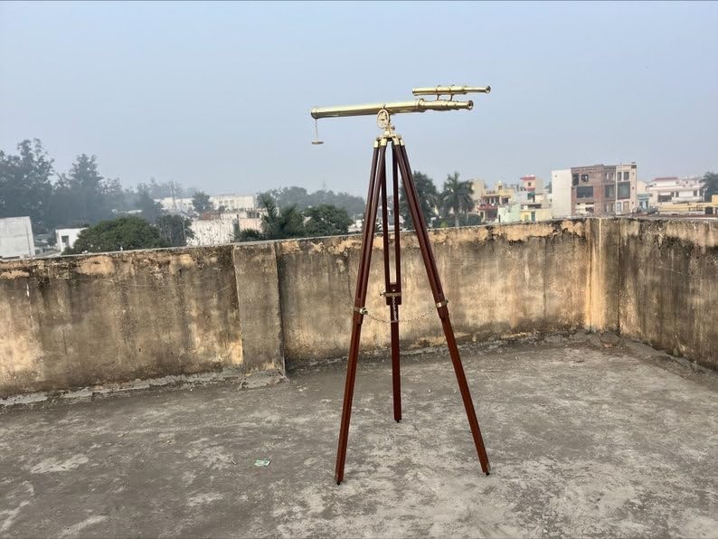 Handmade Nautical Double Barrel Telescope with Tripod