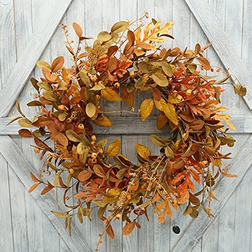 Artificial Fall Wreath for Front Door Autumn Decor