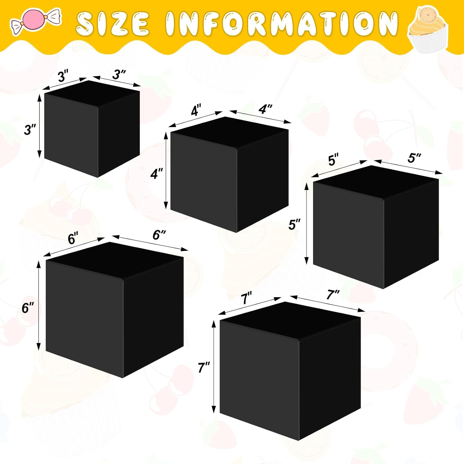Geetery 5-Piece Acrylic Display Risers Set Black 3-7 Inch