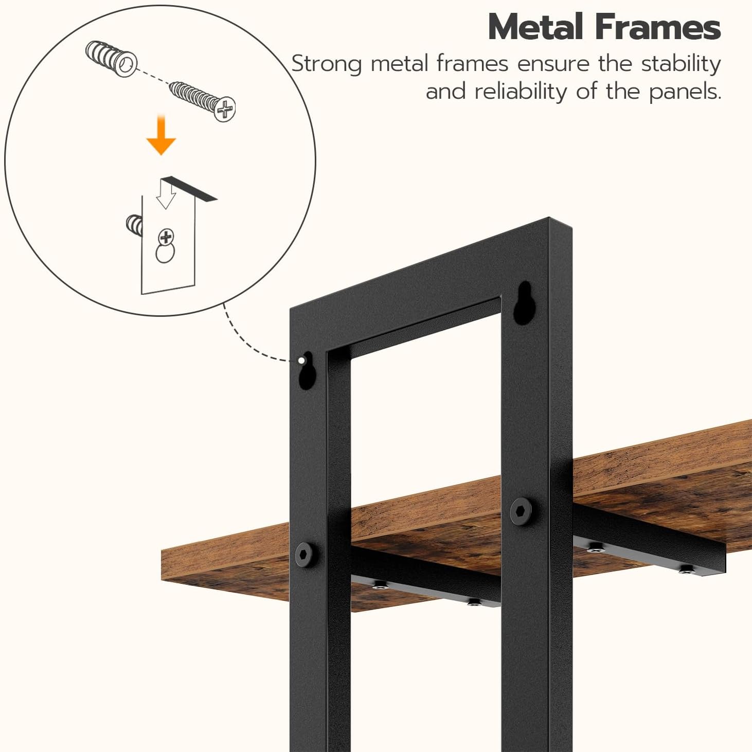 HOOBRO Floating Shelves 2-Tier Set of 2 Rustic Brown and Black