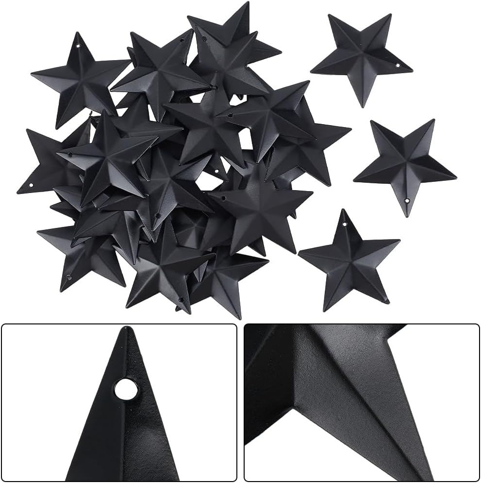 GORGECRAFT 30PCS Black Metal Star Decor Wall Hanging