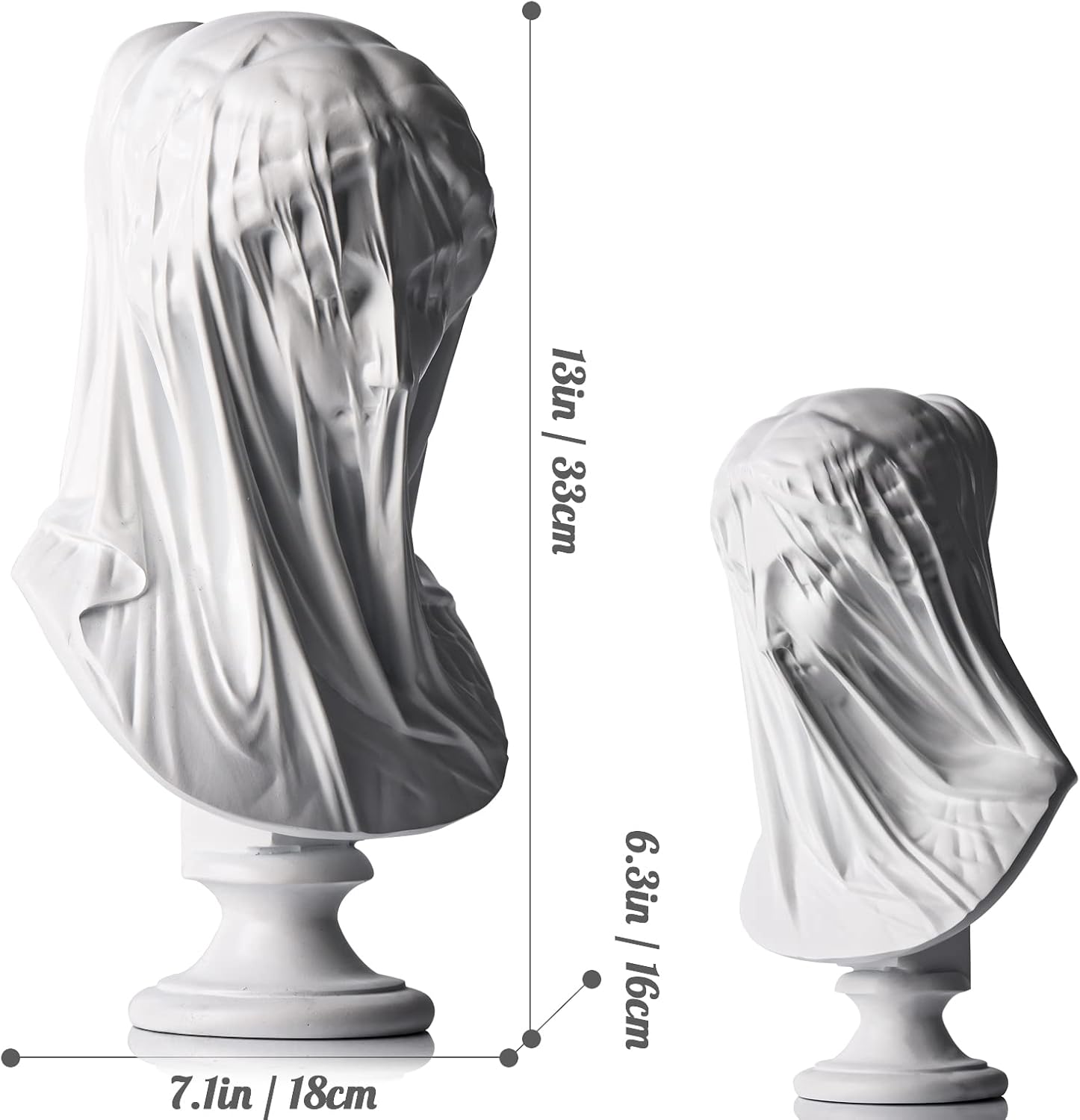 13 Inch Veiled Lady Greek Goddess Bust Statue
