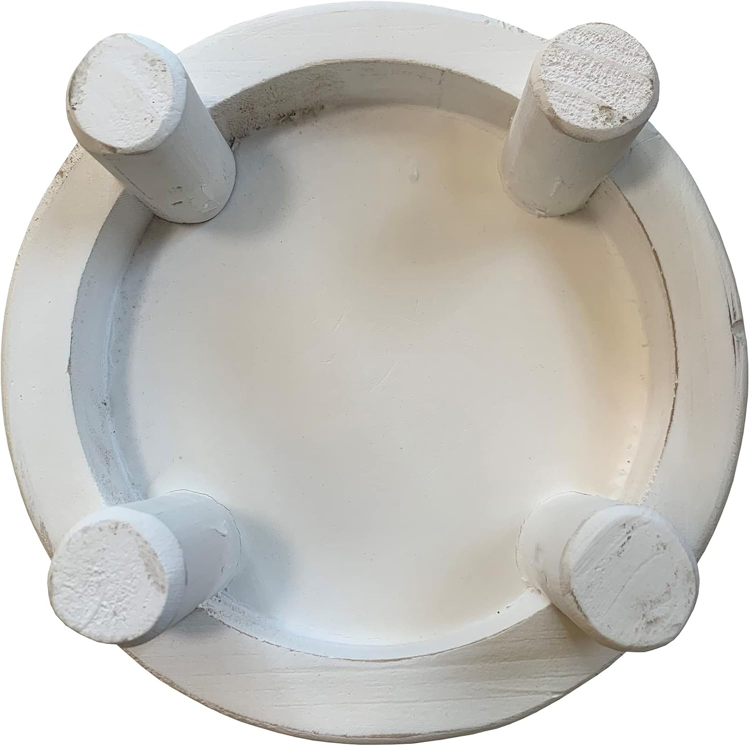 Farmhouse Beaded Wood Pedestal Tray Decor 76 Inch White
