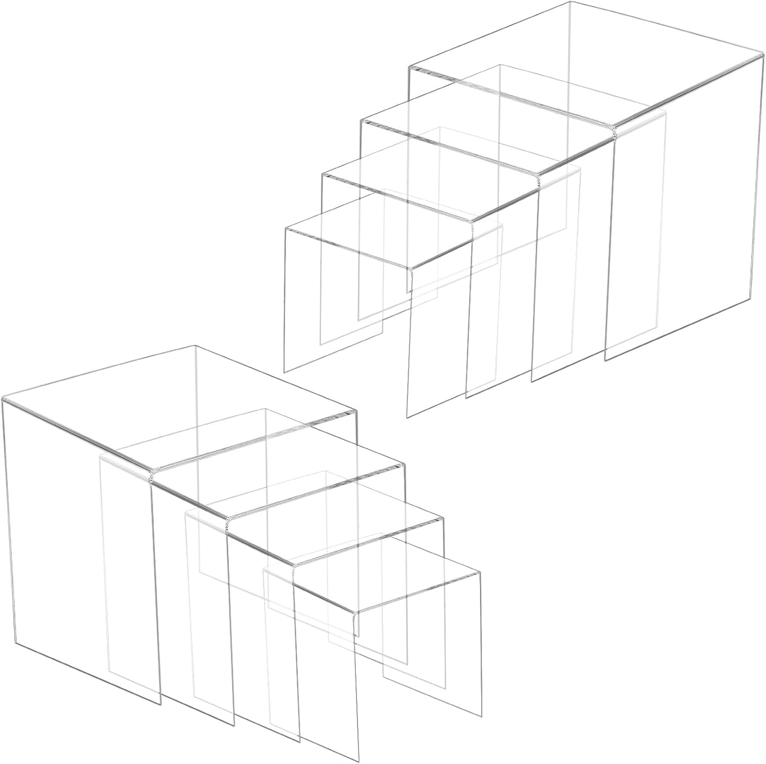8 Pcs Square Acrylic Display Risers for Jewelry and Gift Displays