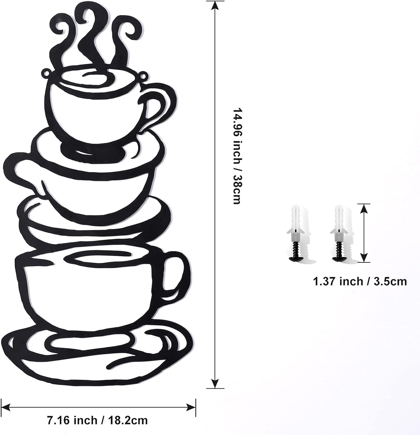 Black Coffee Cup Metal Wall Art Farmhouse Decor