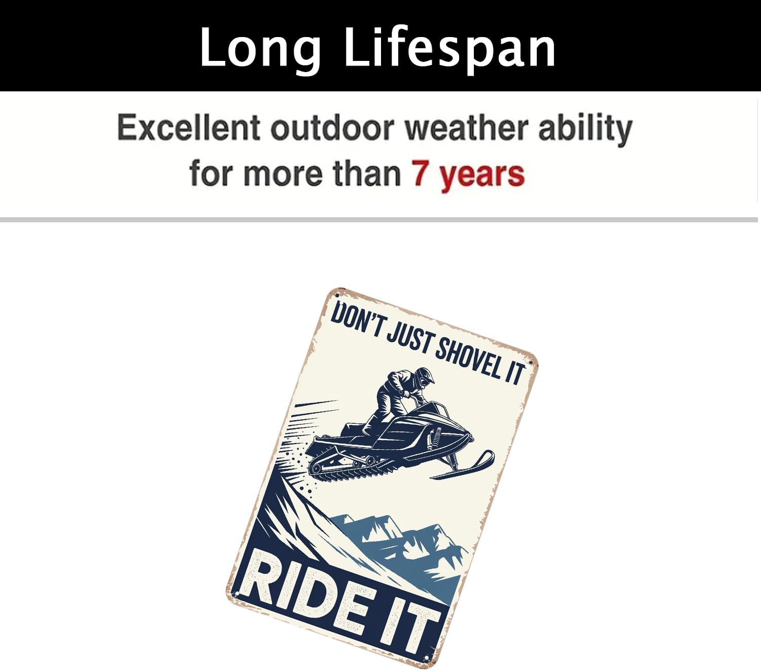 Snowmobile Ride Metal Tin Sign 8x12