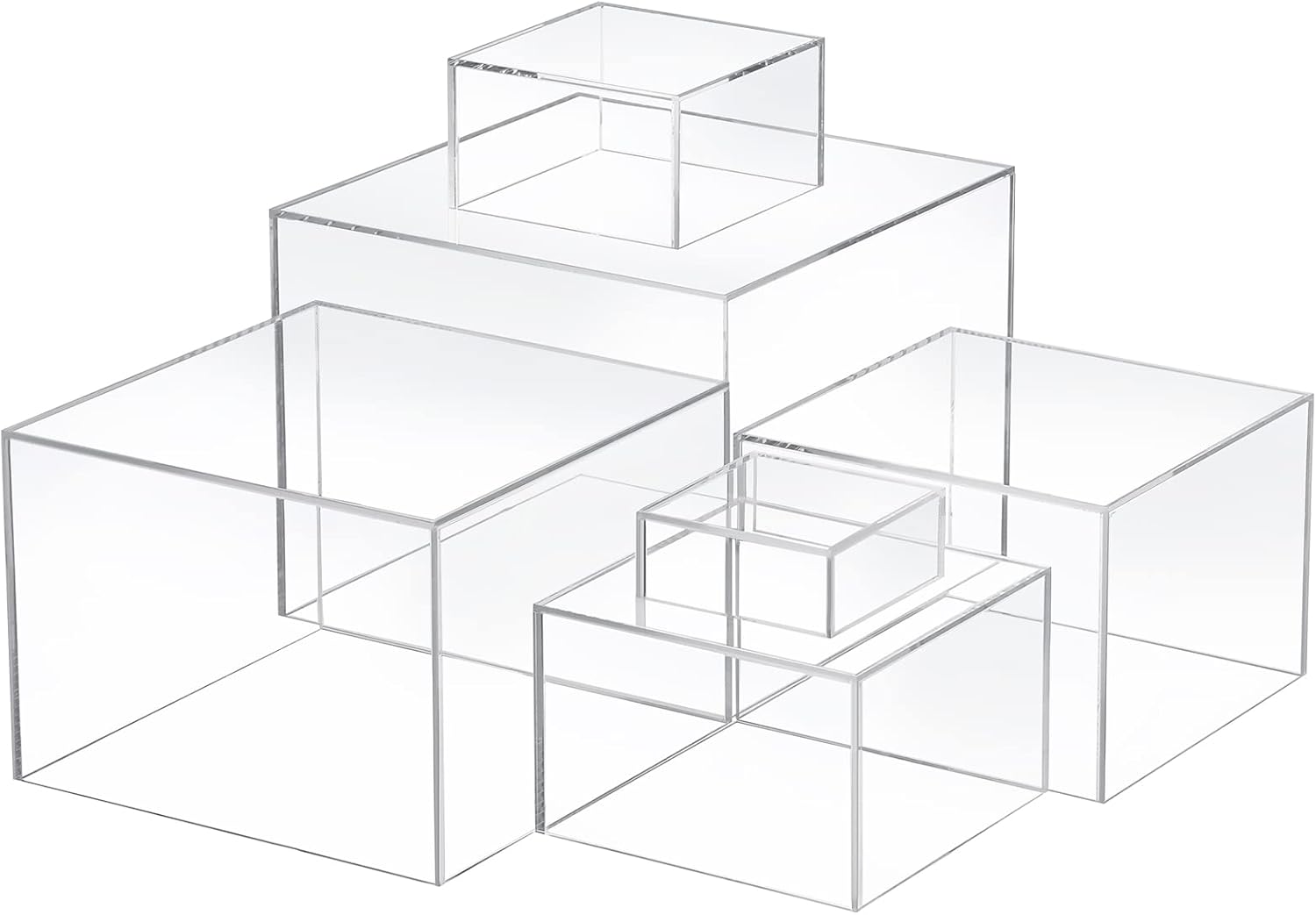 Geelin 6 Pack Clear Acrylic Cube Risers Display Stands