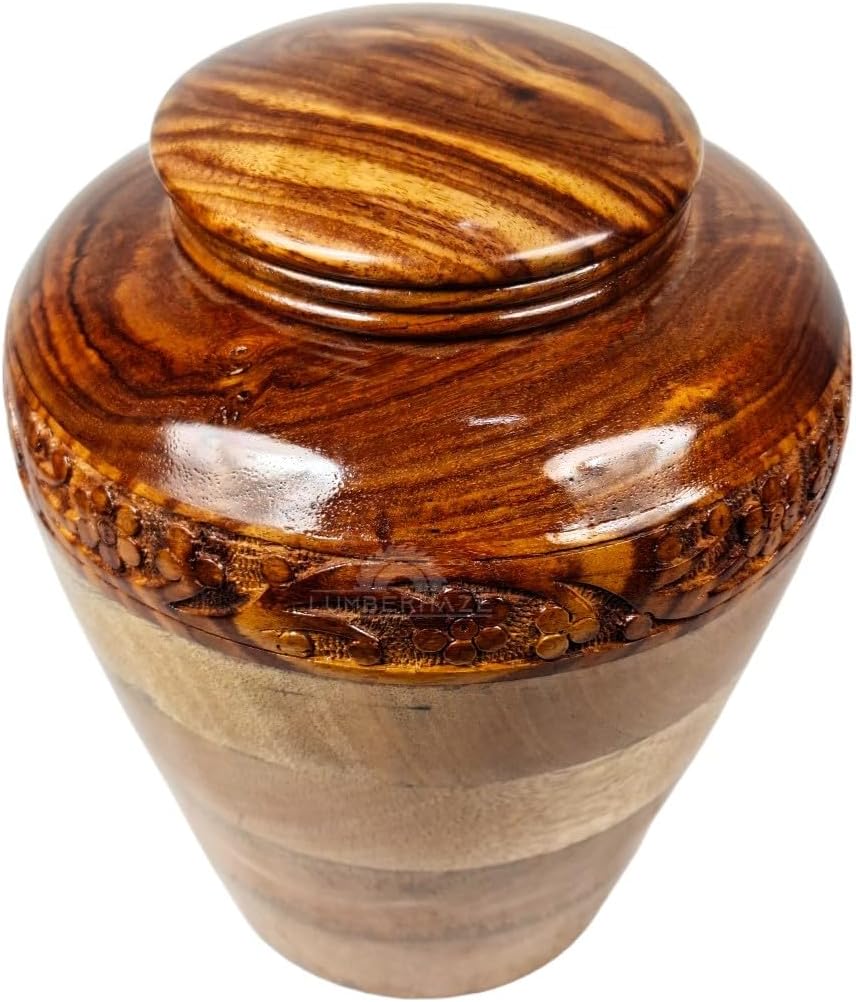 Handmade Premium Wood Fractal Burn Keepsake Urn Large 200Cu