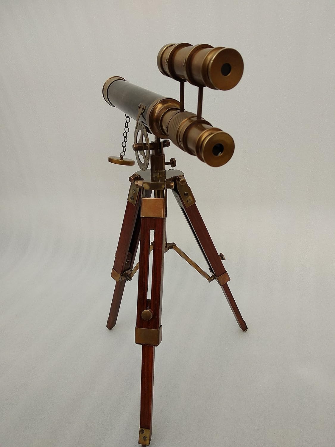 1915 Victorian Brass Telescope with Wooden Tripod