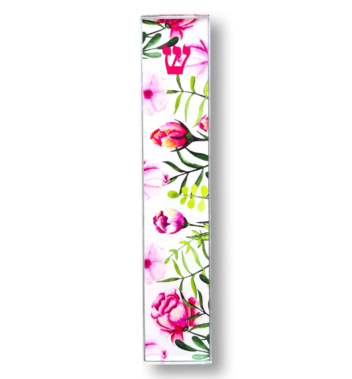 Lea Joelle Mezuzah Scroll Case with Pink Tulips