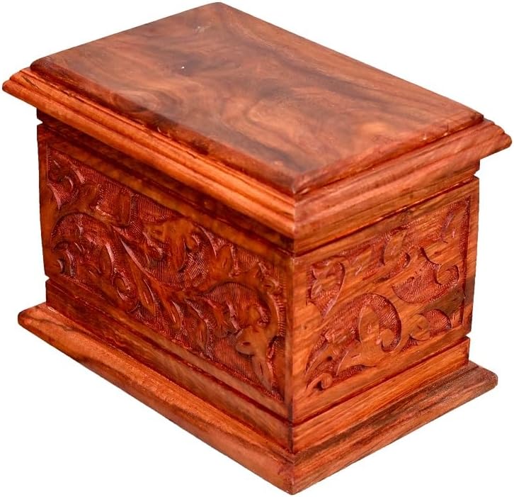 Handcarved Wooden Cremation Urn for Adult Ashes