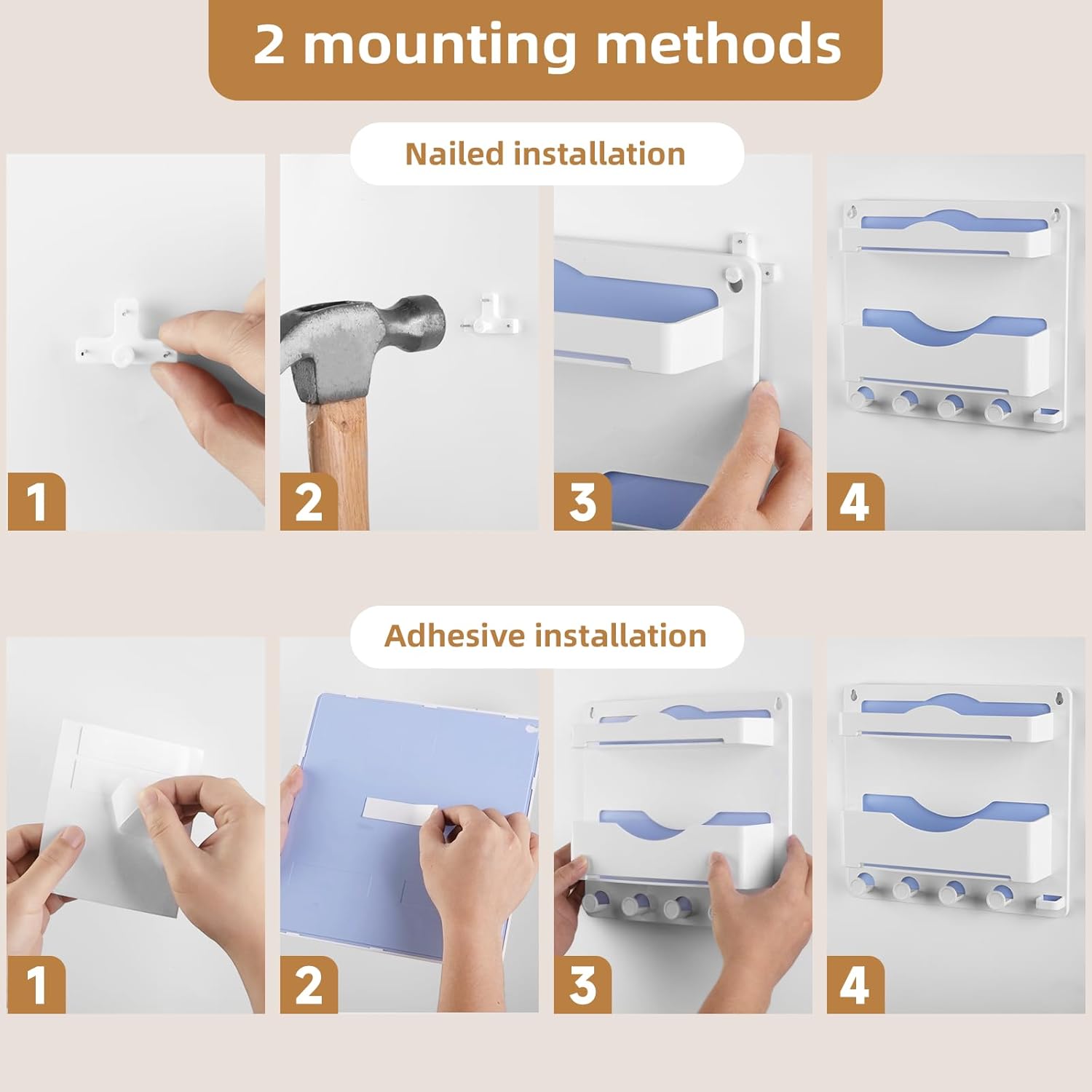Jumeihui Bedside Wall Shelf with Glasses Hooks and Phone Slots