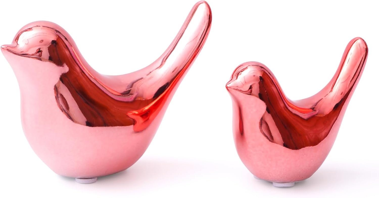 Notakia 2Pcs Small Pink Birds Statues Home Decor