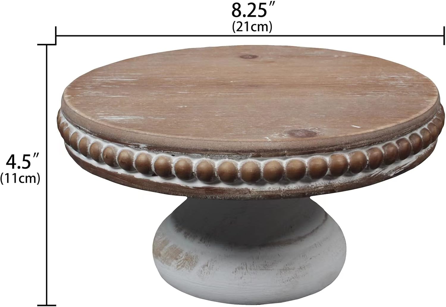 White Wash Round Wood Riser Display Stand for Decor