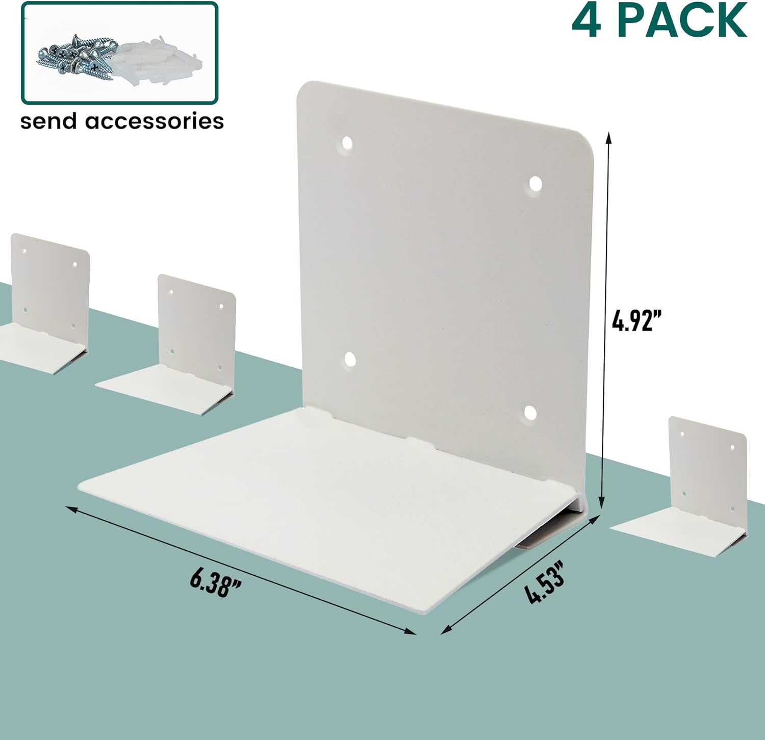 Storage Maniac Floating Book Shelves 4-Pack White Large