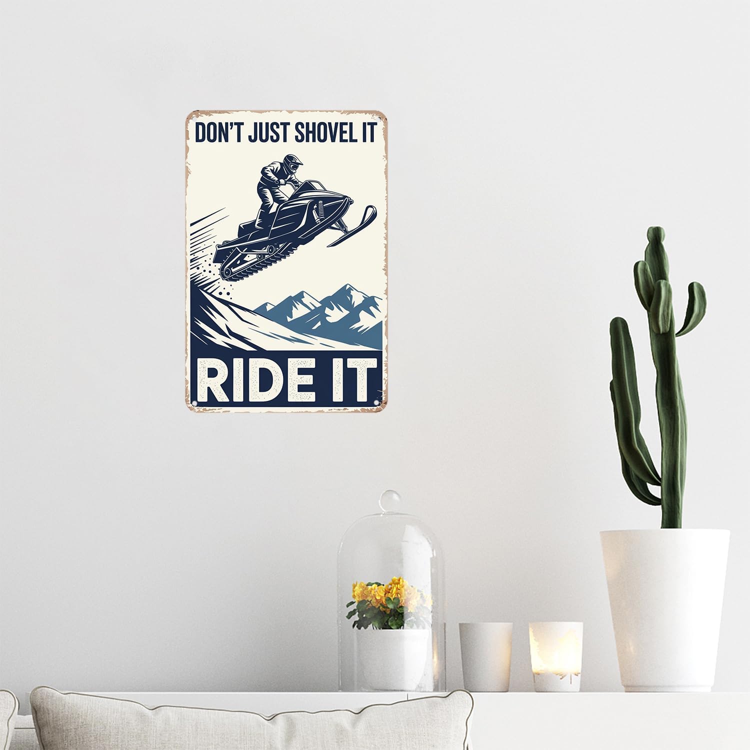 Snowmobile Ride Metal Tin Sign 8x12