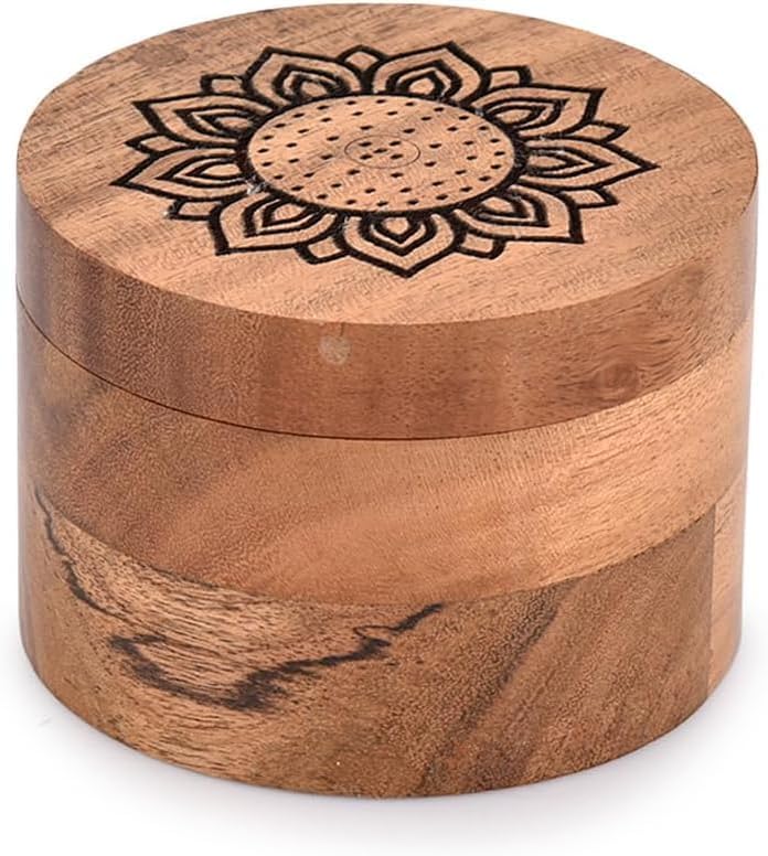 EDHAS Decorative Urns Round Shape - Acacia Wood Ashes Container
