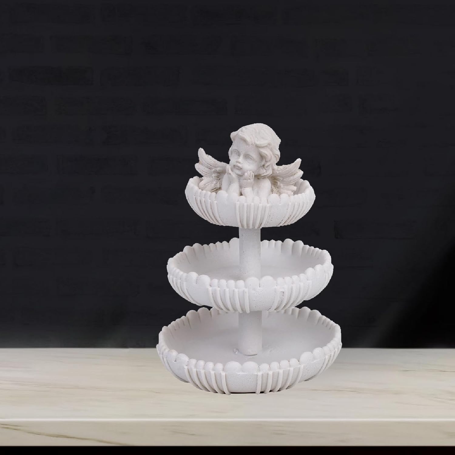 Elegant Wishing Angel Figurine Fountain Style Statue
