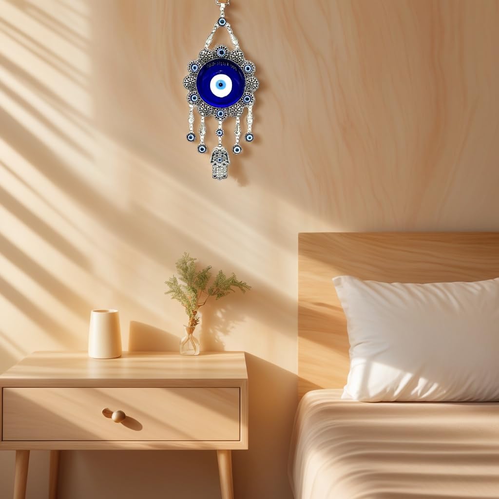 Blue Evil Eye with Hamsa Hand Wall Hanging Decor
