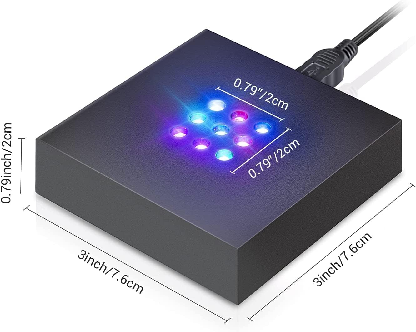 Facmogu 9 LED Light Base for Crystal 3D Glass Art