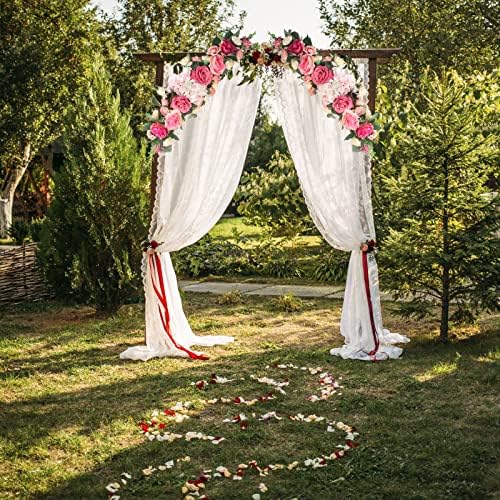 26in Artificial Rose Flower Swag with Green Leaves