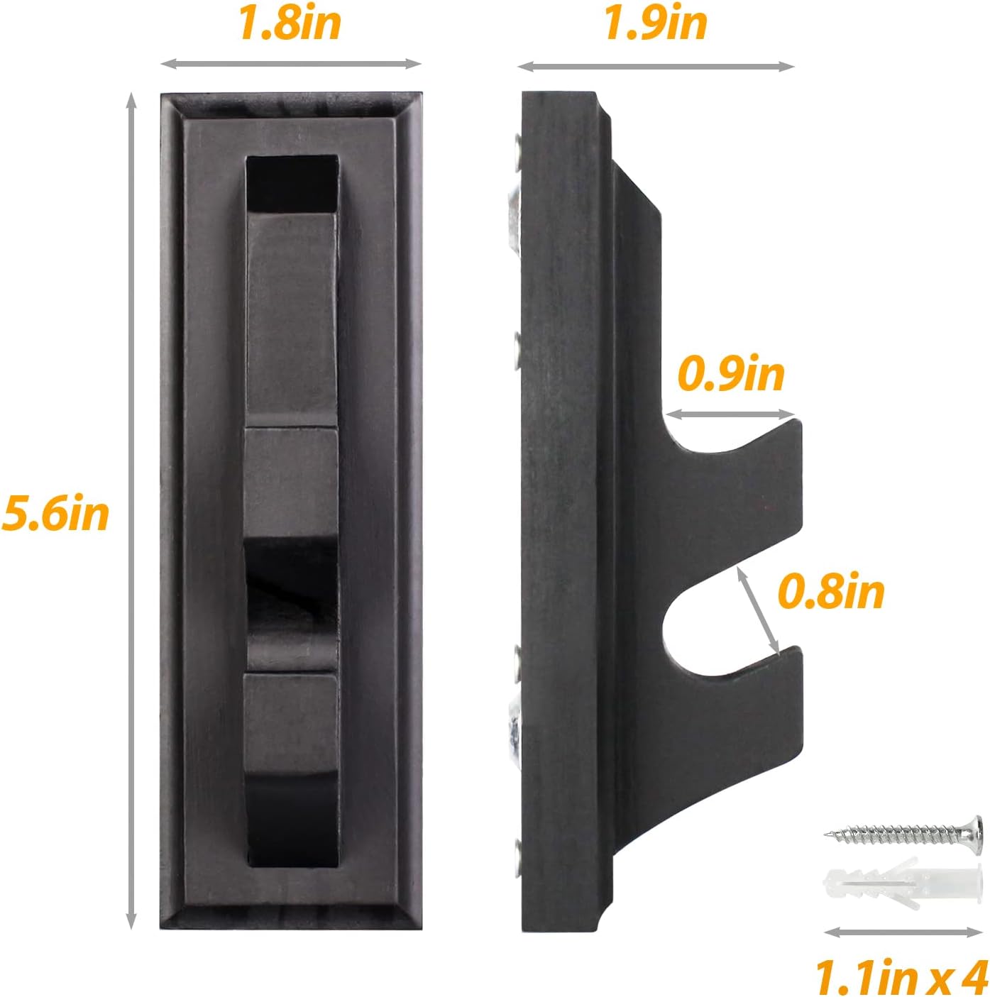 Wooden Wand Holder 2 Tier Black Wall Mount