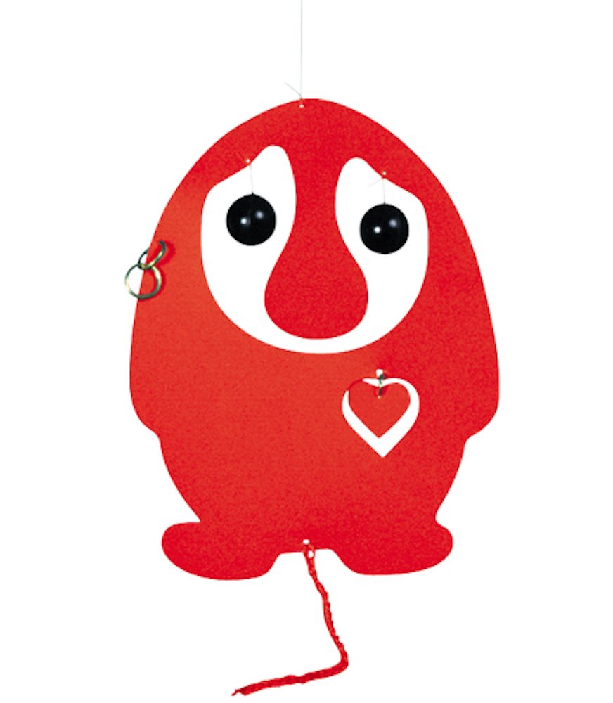 Flensted Mobiles Puffing Troll Red Heart Hanging Mobile - 7 Inches