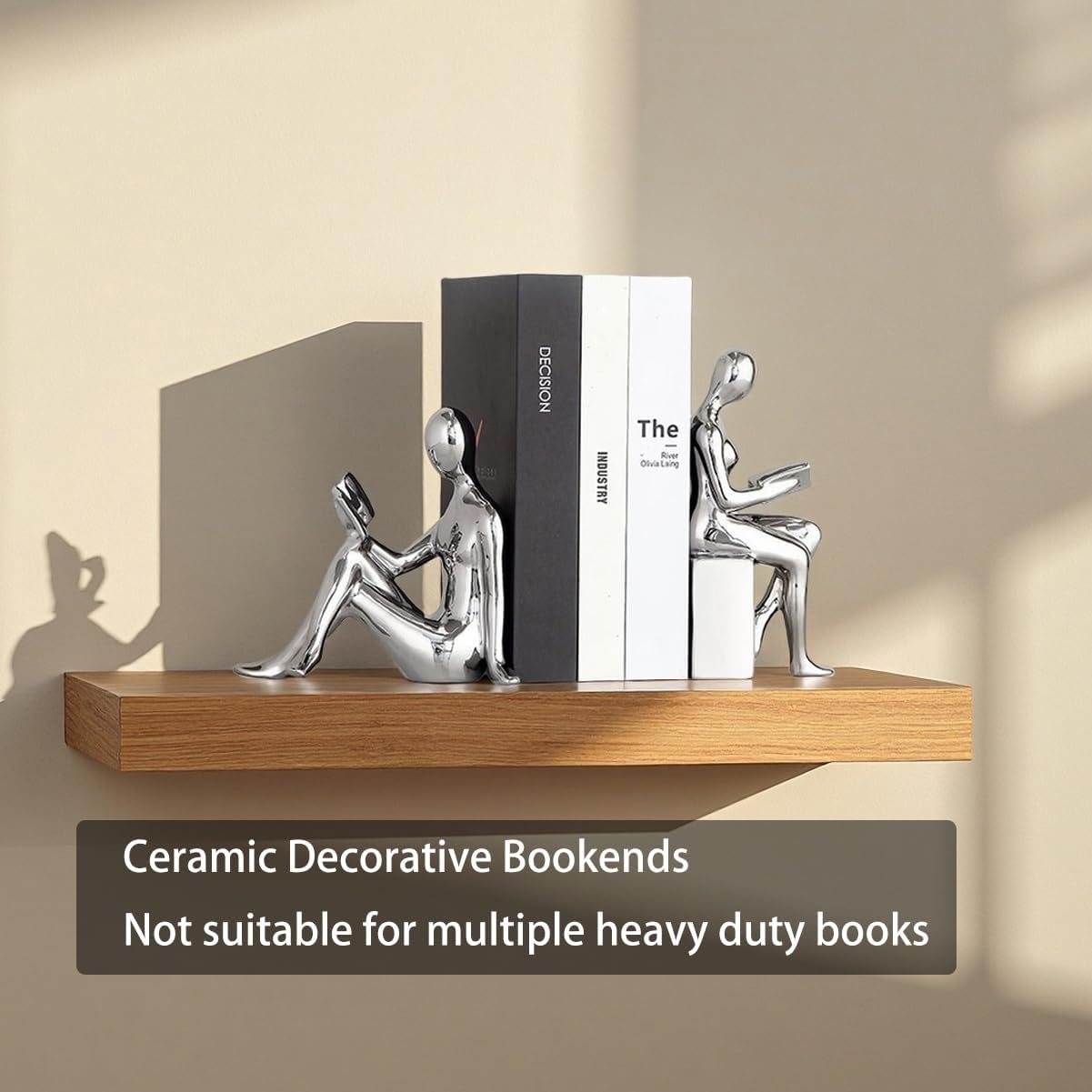 Silver Ceramic Bookends Decorative Pair
