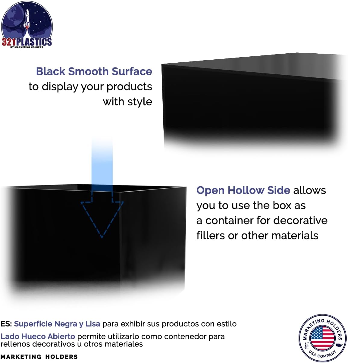 Black Acrylic Retail Display Box 12x12x9