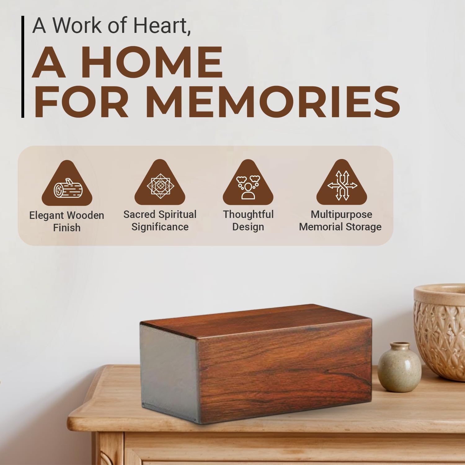 Wooden Urn for Cremation Ashes - Pet and Human Memorial Urn