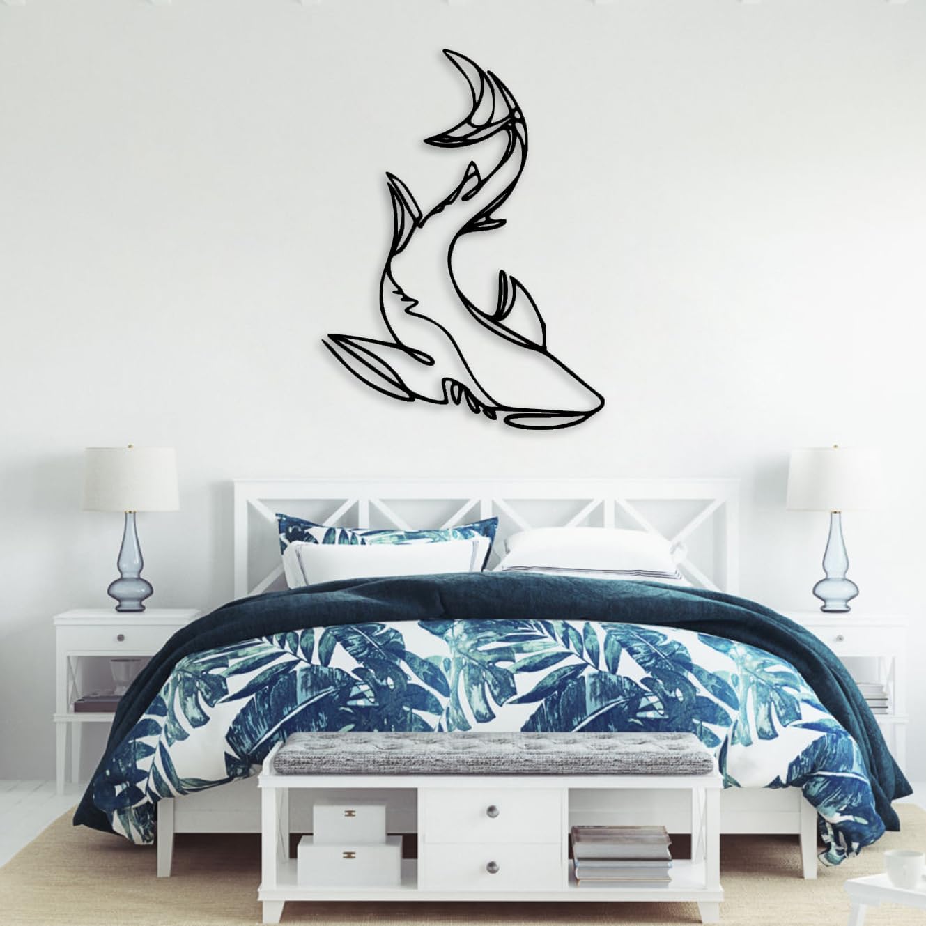 Idadey Shark Metal Wall Decor - Modern Nautical Art
