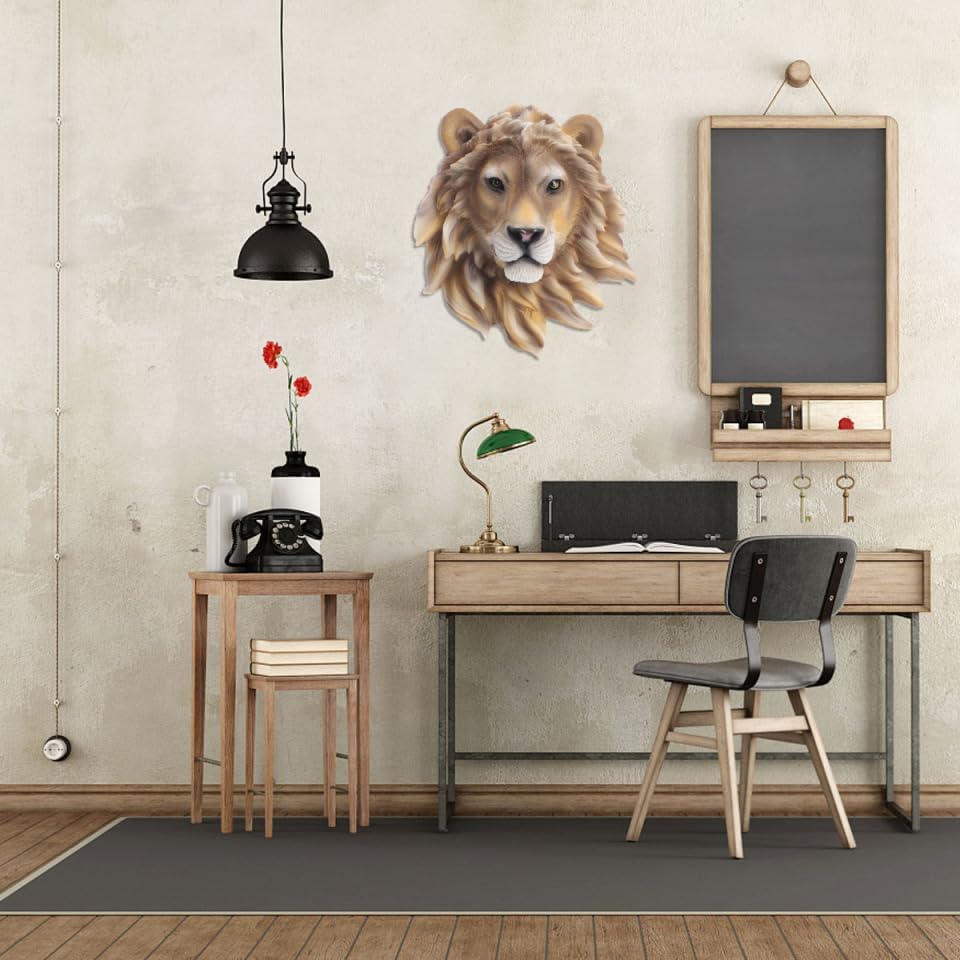 ULTNICE Rustic Resin Lion Head Wall Hanging Decor