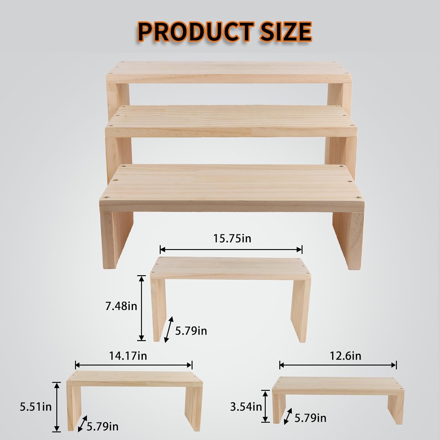 3-Tier Wooden Display Stands for Cupcakes Jewelry and Collectibles