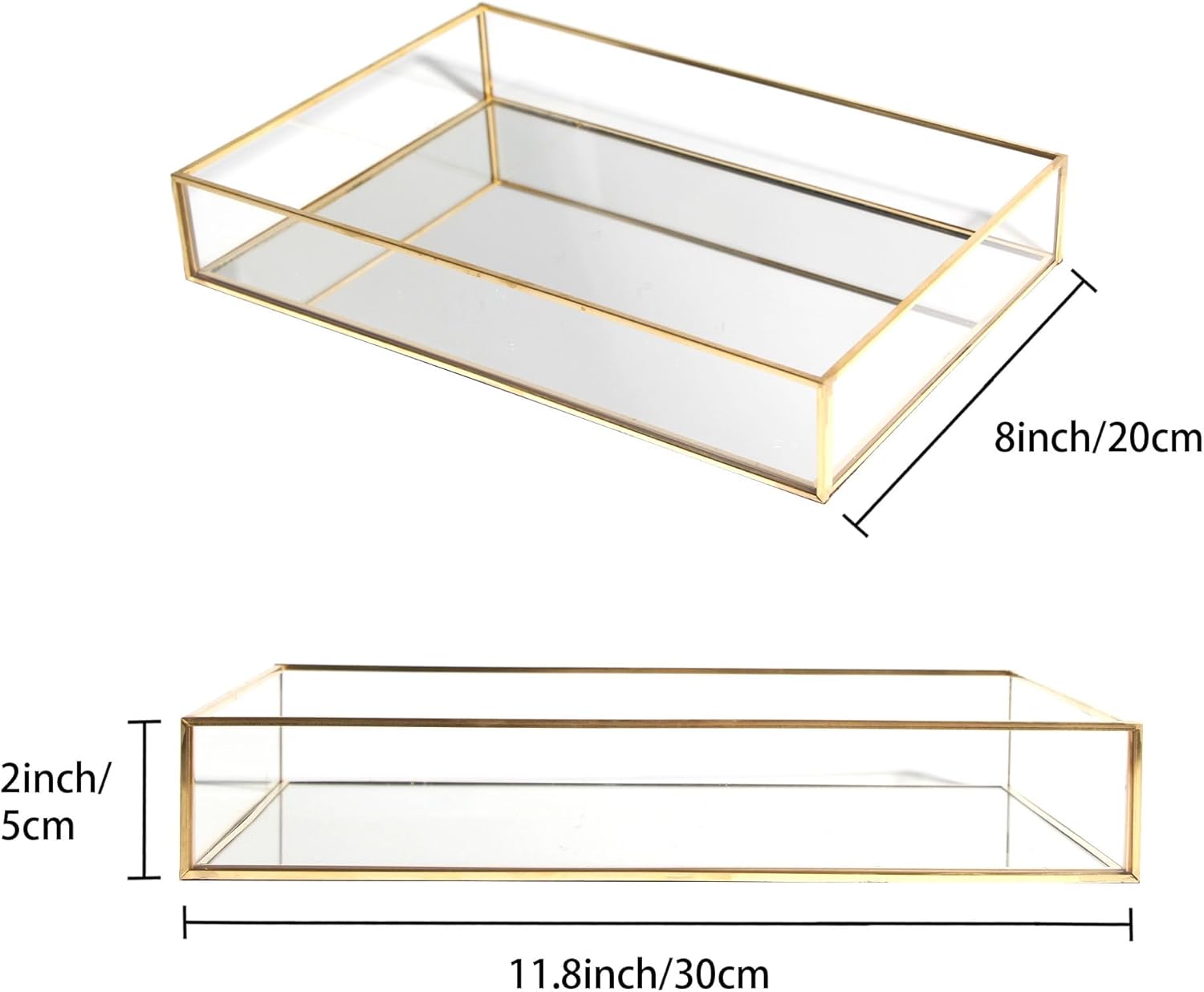 Feyarl Gold Glass Perfume Tray Vanity Decor