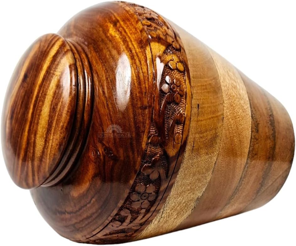 Handmade Premium Wood Fractal Burn Keepsake Urn Large 200Cu