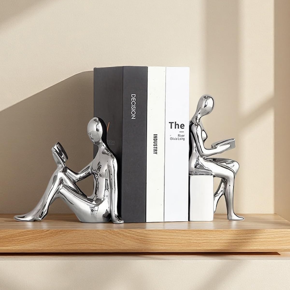 Silver Ceramic Bookends Decorative Pair