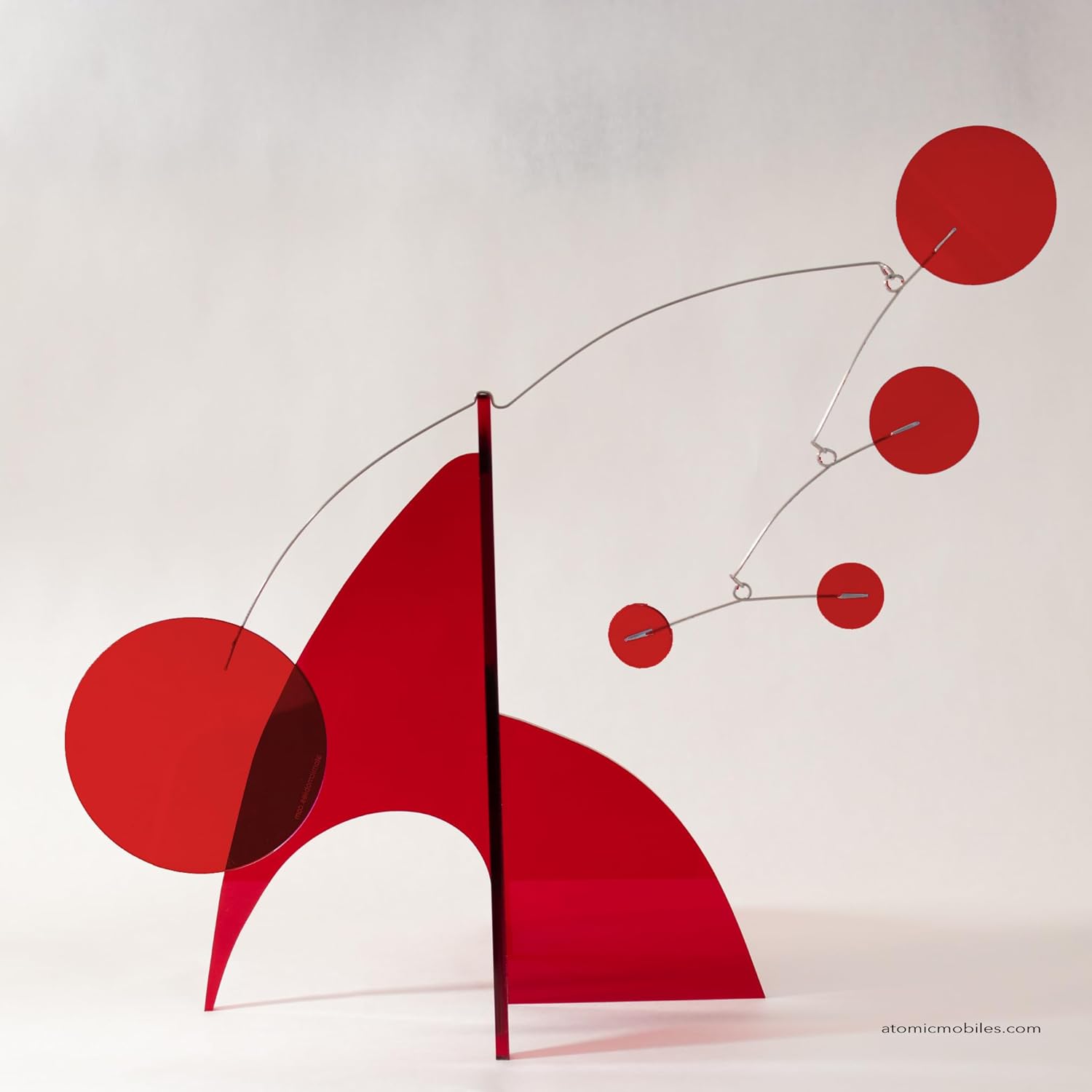 The Moderne Art Stabile in Clear Red 18x16 Tabletop Kinetic Mobile Sculpture