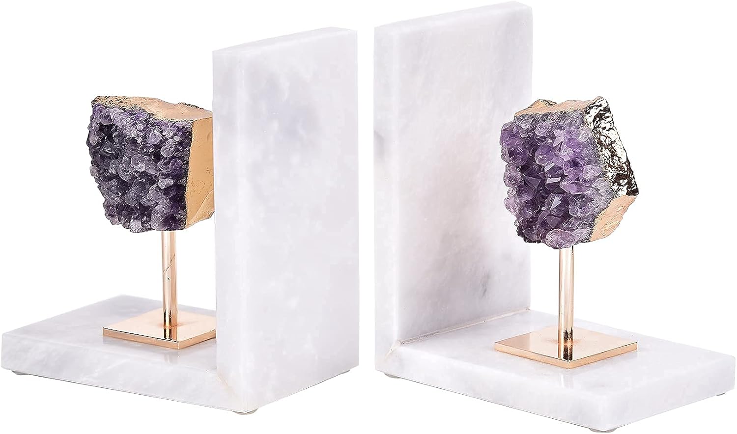 Amethyst Bookends for Heavy Books Decorative Marble Book Ends