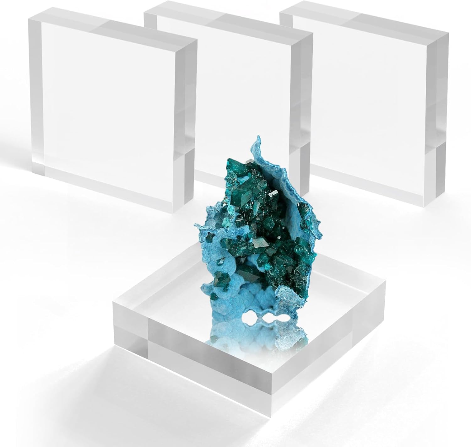 SAMYUCHO Acrylic Display Blocks 4 Pcs Clear Cube Riser Stand