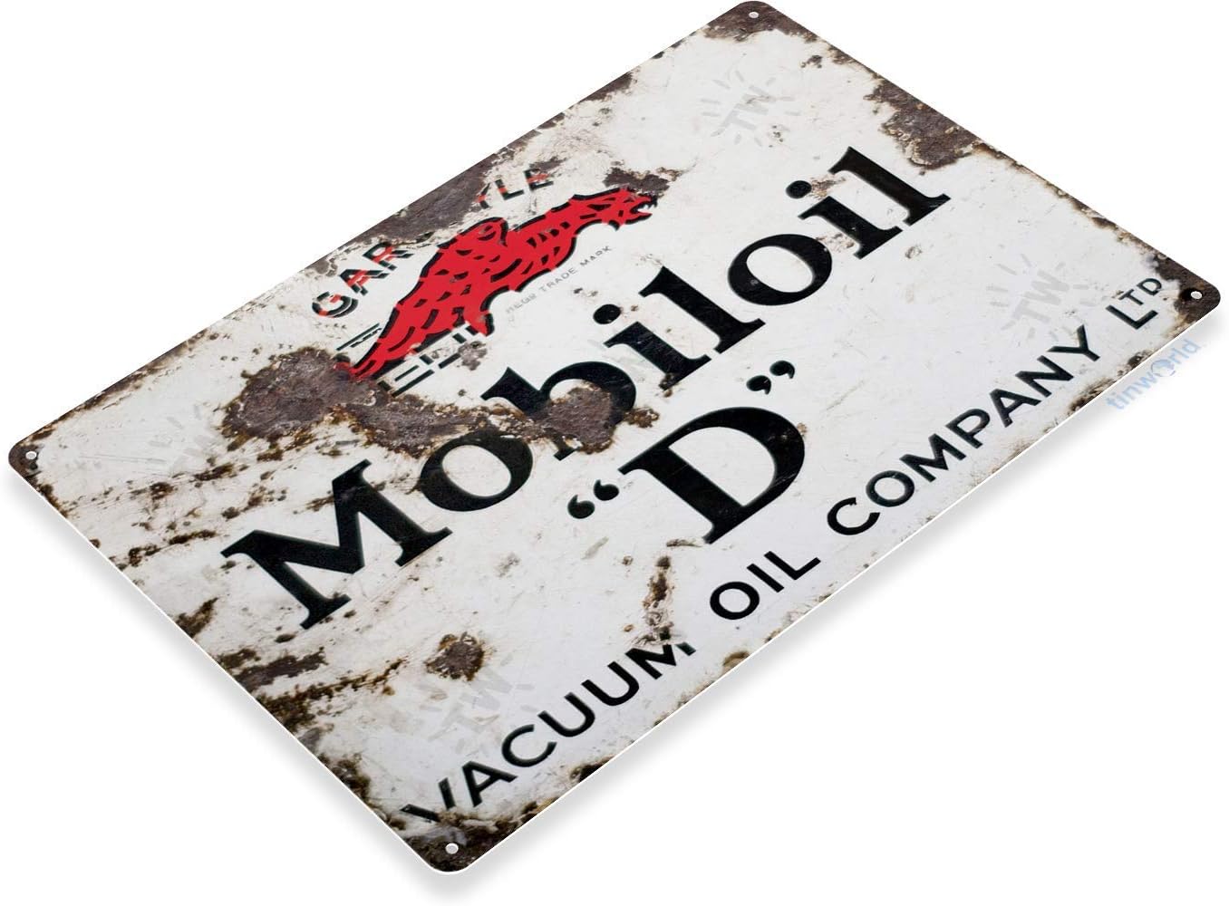 Tinworld Mobil Oil D Rustic Gas Oil Metal Sign
