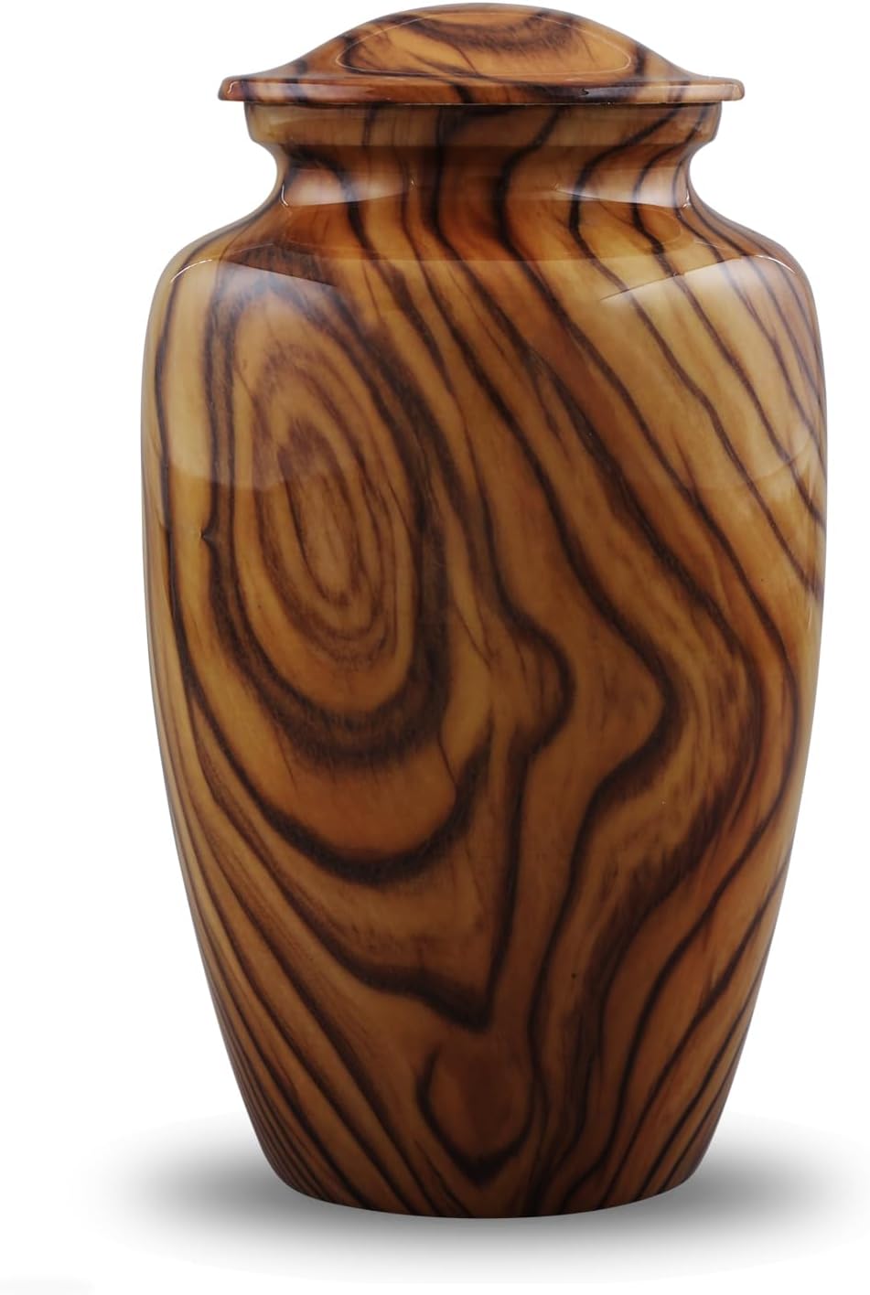 Walnut Grain Print Metal Urn with Velvet Bag