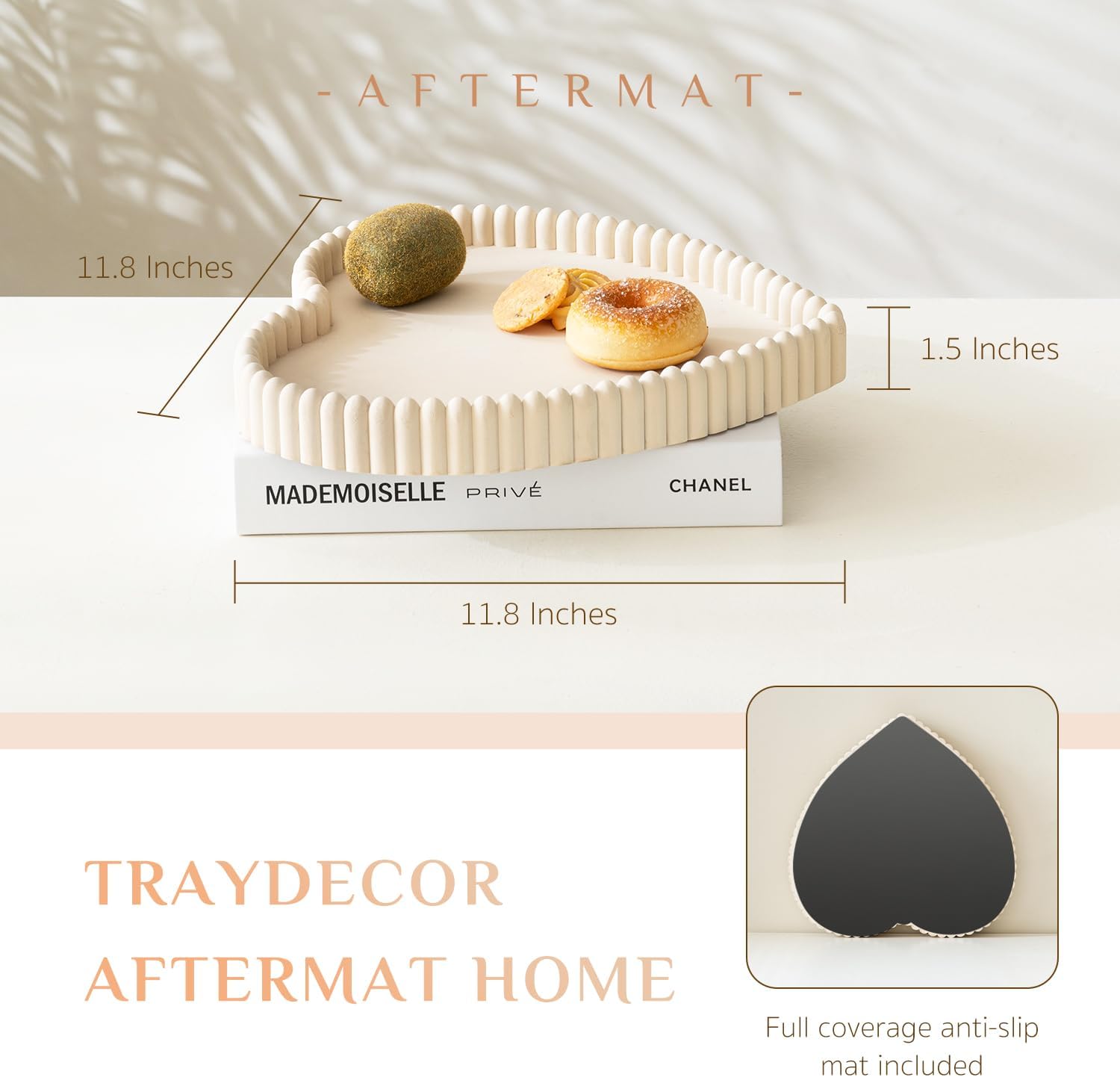Aftermat Heart Shaped Concrete Coffee Table Tray